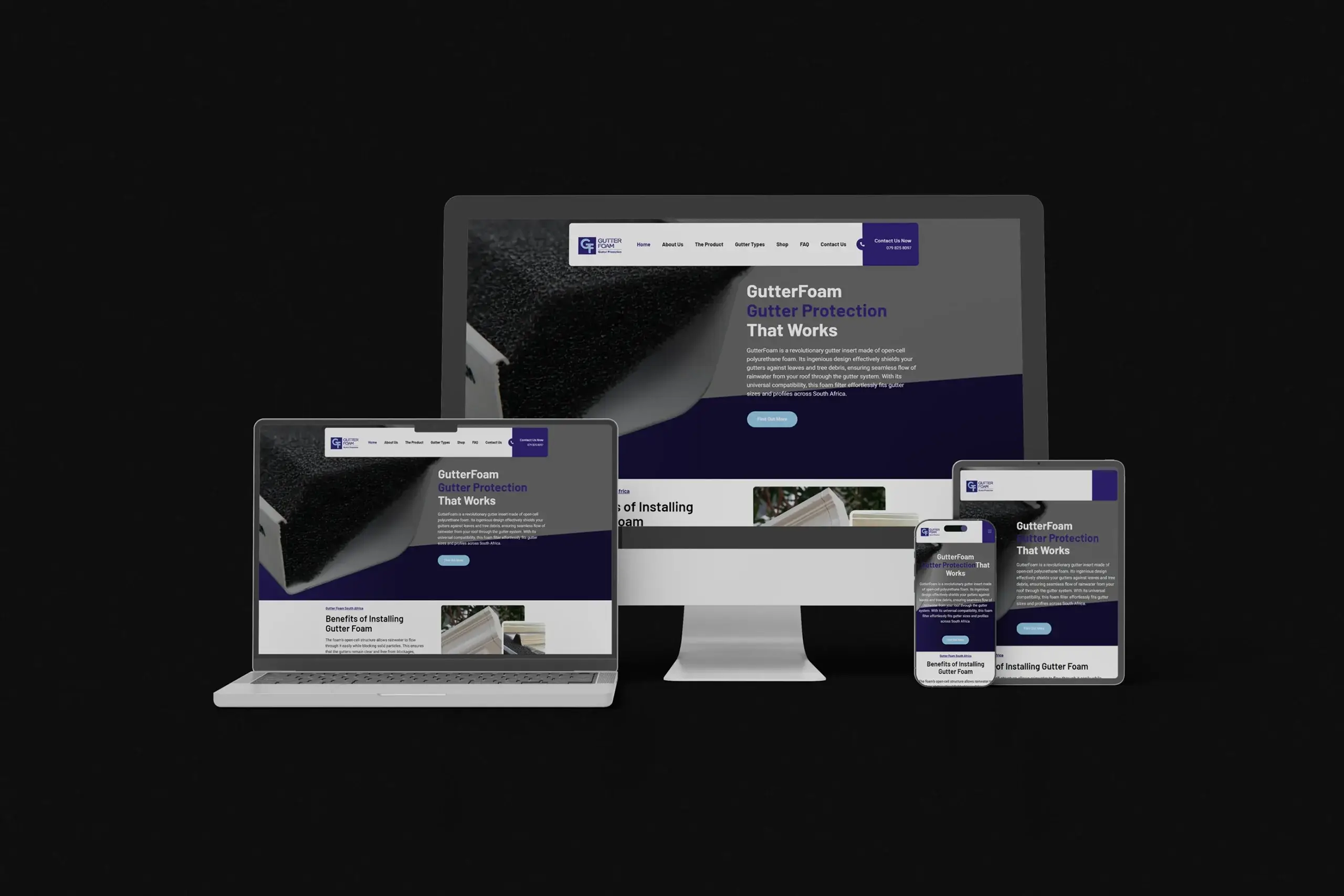 Gutter Foam Website Mockup